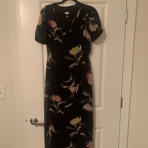Black floral chiffon dress